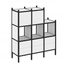 Loft Прямой стеллаж VR.L-15 Белый Бриллиант/Металл Черный 1278*446*1458