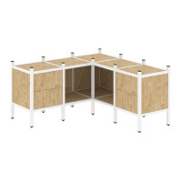 Loft Угловой внутренний стеллаж VR.L-27 Тиквуд Светлый/Металл Белый 1278*1278*636