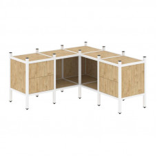 Loft Угловой внутренний стеллаж VR.L-27 Тиквуд Светлый/Металл Белый 1278*1278*636