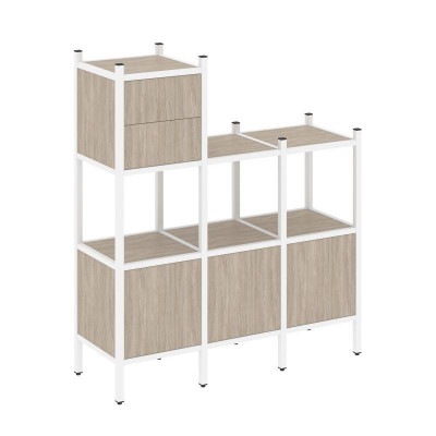 Loft Прямой стеллаж VR.L-13 Дуб Аттик/Металл Белый 1278*446*1458