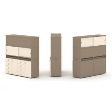 Estetica Набор №6. Тумба двойная+высокая надставка ES.NB.2V-6 Латте/Сатин 1500*410*1520