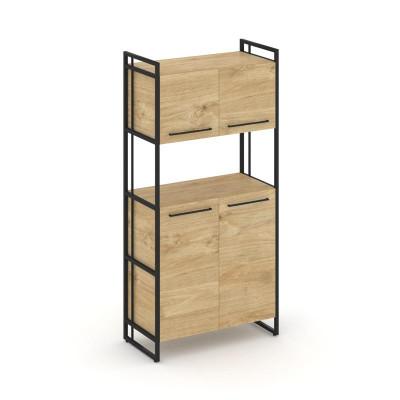 Rift Шкаф 4 ниши широкий RF.SS-42 Тиквуд Светлый/Металл Черный/Черный Ручки 798*396*1648