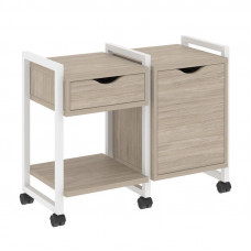 Loft Тумба на колесных опорах VR.L-TN-3.K Дуб Аттик/Металл Белый 970*460*767