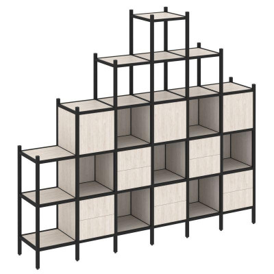 Loft Прямой стеллаж VR.L-24 Денвер Светлый/Металл Черный 2526*446*2280