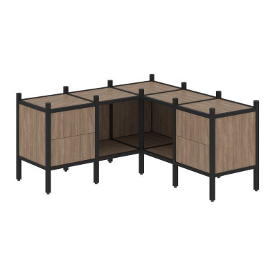 Loft Угловой внутренний стеллаж VR.L-27 Дуб Аризона/Металл Черный 1278*1278*636