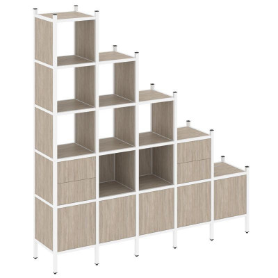 Loft Прямой стеллаж VR.L-23 Дуб Аттик/Металл Белый 2110*446*2280