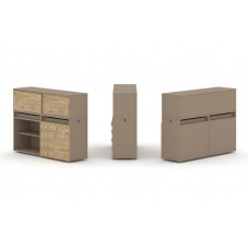 Estetica Набор №8. Тумба двойная+низкая надставка ES.NB.2N-8 Латте/Тиквуд Светлый 1500*410*1135