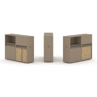Estetica Набор №20. Тумба двойная+низкая надставка ES.NB.2N-20 Латте/Тиквуд Светлый 1500*410*1135