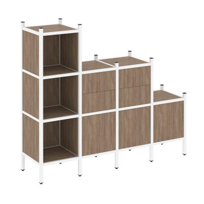 Loft Прямой стеллаж VR.L-17 Дуб Аризона/Металл Белый 1694*446*1458