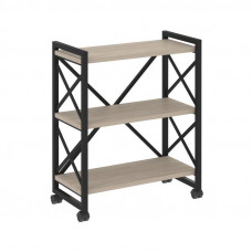 Loft Стеллаж на колесных опорах-3 полки VR.L-MST.K-3.8 Дуб Аттик/Металл Черный 800*400*968
