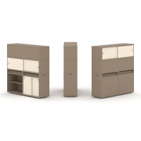Estetica Набор №15. Тумба двойная+высокая надставка ES.NB.2V-15 Латте/Сатин 1500*410*1520
