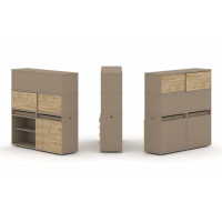 Estetica Набор №12. Тумба двойная+высокая надставка ES.NB.2V-12 Латте/Тиквуд Светлый 1500*410*1520