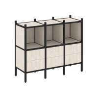 Loft Прямой стеллаж VR.L-07 Денвер Светлый/Металл Черный 1278*446*1047