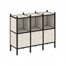 Loft Прямой стеллаж VR.L-07 Денвер Светлый/Металл Черный 1278*446*1047