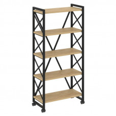 Loft Стеллаж на колесных опорах-5 полок VR.L-MST.K-5.8 Тиквуд Светлый/Металл Черный 800*400*1704