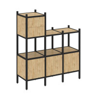 Loft Прямой стеллаж VR.L-13 Тиквуд Светлый/Металл Черный 1278*446*1458