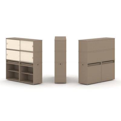 Estetica Набор №2. Тумба двойная+высокая надставка ES.NB.2V-2 Латте/Сатин 1500*410*1520