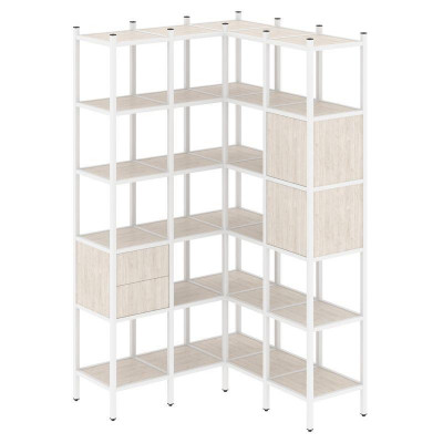 Loft Угловой внутренний стеллаж VR.L-34 Денвер Светлый/Металл Белый 1278*1278*2280