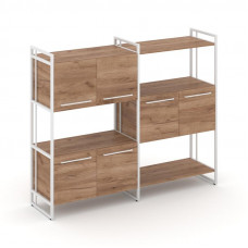 Rift Шкаф комбинированый RF.NS-004 Дуб Табак/Металл Белый/Белый Ручки 1576*396*1286