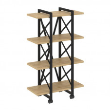 Loft Стеллаж на колесных опорах-4 полки VR.L-MST.K-4.4V Тиквуд Светлый/Металл Черный 800*400*1334