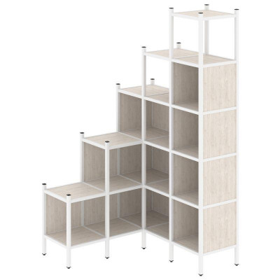 Loft Угловой внутренний стеллаж VR.L-49 Денвер Светлый/Металл Белый 1278*1278*2280