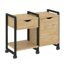Loft Тумба на колесных опорах VR.L-TN-3.K Тиквуд Светлый/Металл Черный 970*460*767