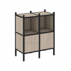 Loft Прямой стеллаж VR.L-02 Дуб Аттик/Металл Черный 862*446*1047