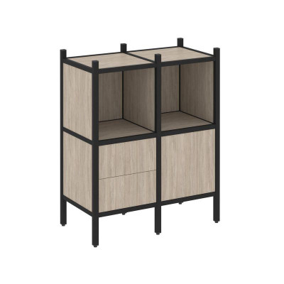 Loft Прямой стеллаж VR.L-02 Дуб Аттик/Металл Черный 862*446*1047