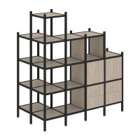 Loft Угловой внешний стеллаж наборный VR.L-58 Дуб Аттик/Металл Черный 862*1694*1869