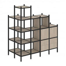 Loft Угловой внешний стеллаж наборный VR.L-58 Дуб Аттик/Металл Черный 862*1694*1869