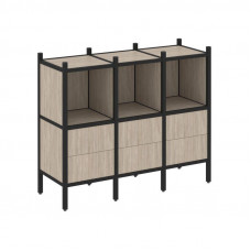 Loft Прямой стеллаж VR.L-07 Дуб Аттик/Металл Черный 1278*446*1047