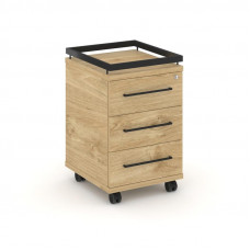 Rift Тумба мобильная усиленная + рамка RF.TM-003 Тиквуд Светлый/Металл Черный/Черный Ручки 416*460*6