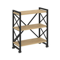 Loft Стеллаж на колесных опорах-3 полки VR.L-MST.K-3.8 Тиквуд Светлый/Металл Черный 800*400*968