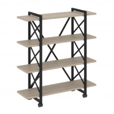 Loft Стеллаж на колесных опорах-4 полки VR.L-MST.K-4.8V Дуб Аттик/Металл Черный 1200*400*1334