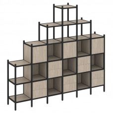 Loft Прямой стеллаж VR.L-24 Дуб Аттик/Металл Черный 2526*446*2280