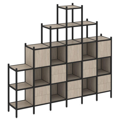 Loft Прямой стеллаж VR.L-24 Дуб Аттик/Металл Черный 2526*446*2280