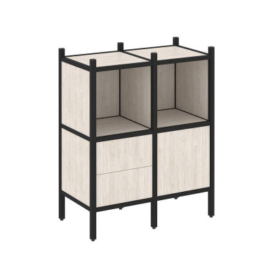 Loft Прямой стеллаж VR.L-02 Денвер Светлый/Металл Черный 862*446*1047