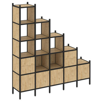 Loft Прямой стеллаж VR.L-23 Тиквуд Светлый/Металл Черный 2110*446*2280