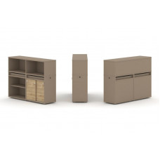 Estetica Набор №9. Тумба двойная+низкая надставка ES.NB.2N-9 Латте/Тиквуд Светлый 1500*410*1135