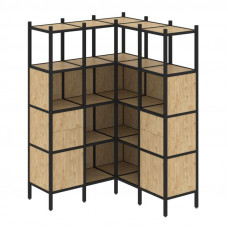 Loft Угловой внутренний стеллаж VR.L-33 Тиквуд Светлый/Металл Черный 1278*1278*1869