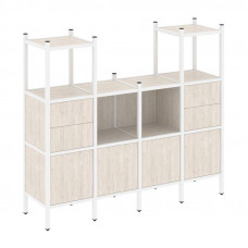 Loft Прямой стеллаж VR.L-14 Денвер Светлый/Металл Белый 1694*446*1458