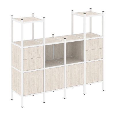 Loft Прямой стеллаж VR.L-14 Денвер Светлый/Металл Белый 1694*446*1458