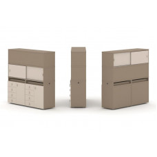 Estetica Набор №6. Тумба двойная+высокая надставка ES.NB.2V-6 Латте/Капучино 1500*410*1520