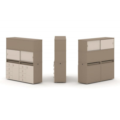 Estetica Набор №6. Тумба двойная+высокая надставка ES.NB.2V-6 Латте/Капучино 1500*410*1520