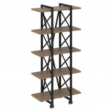 Loft Стеллаж на колесных опорах-5 полок VR.L-MST.K-5.4V Дуб Аризона/Металл Черный 800*400*1704