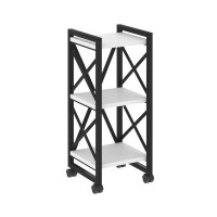 Loft Стеллаж на колесных опорах-3 полки VR.L-MST.K-3.4 Белый Бриллиант/Металл Черный 400*400*968