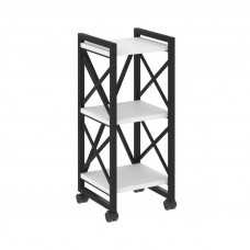Loft Стеллаж на колесных опорах-3 полки VR.L-MST.K-3.4 Белый Бриллиант/Металл Черный 400*400*968