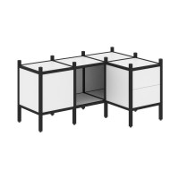 Loft Угловой внутренний стеллаж VR.L-26 Белый Бриллиант/Металл Черный 1278*862*636