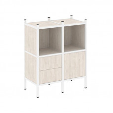 Loft Прямой стеллаж VR.L-02 Денвер Светлый/Металл Белый 862*446*1047