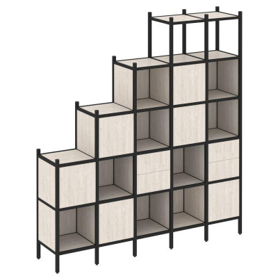 Loft Прямой стеллаж VR.L-25 Денвер Светлый/Металл Черный 2110*446*2280